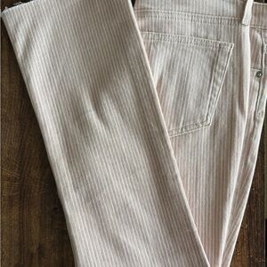 AG Adriano Goldschmied Beige Striped Ankle Jeans